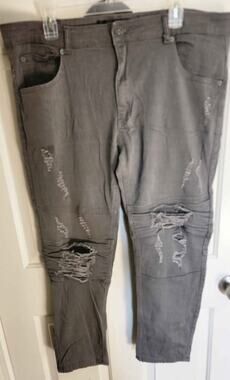 Men's Distressed  Slim Fit Stretch Denim Jeans Spark 40x32.